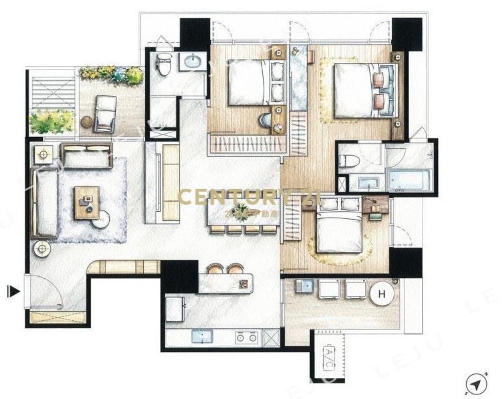 桃大詠B3-3F 露臺戶3房雙車(預售)
