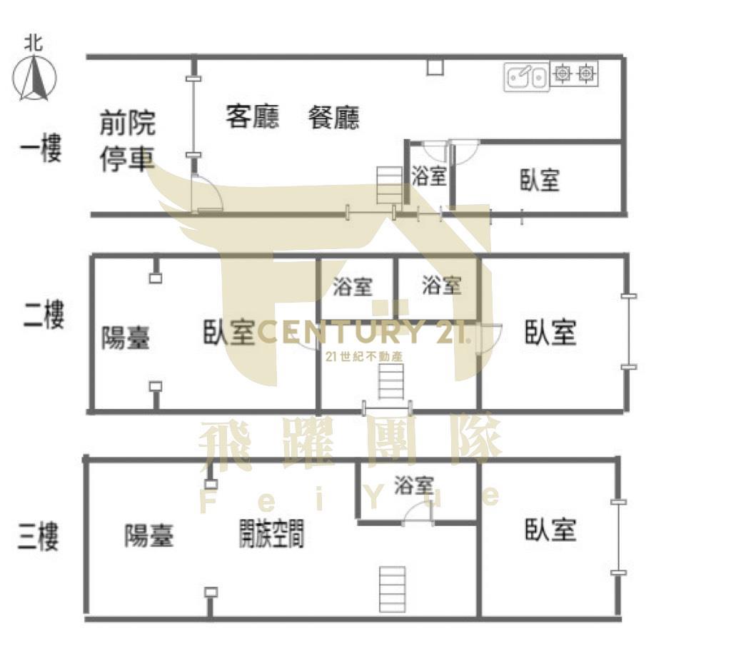 南勢學區透天門前停車3套房+1樓孝親房
