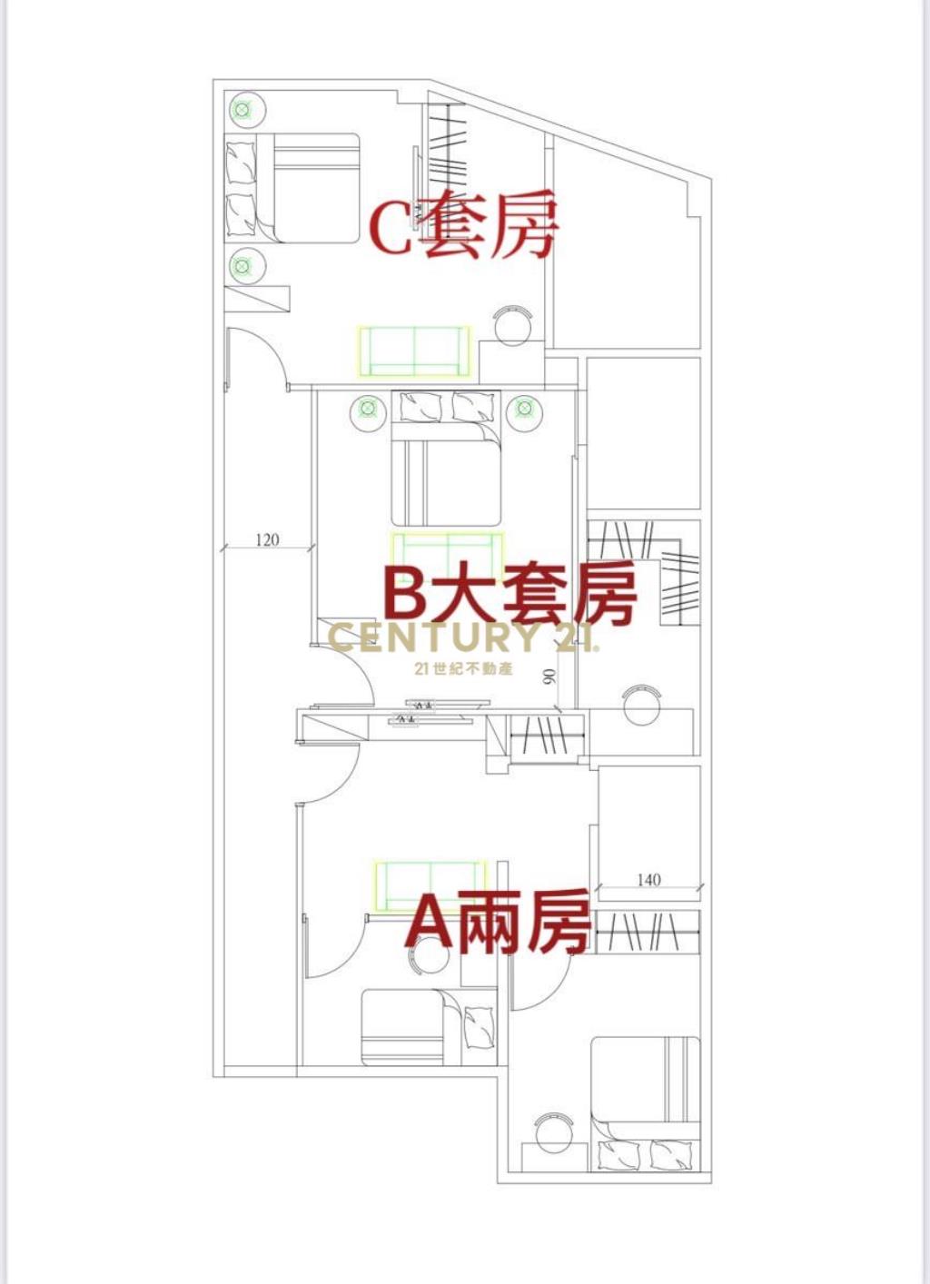 桃園夜市整新美2房+雙套房公寓
