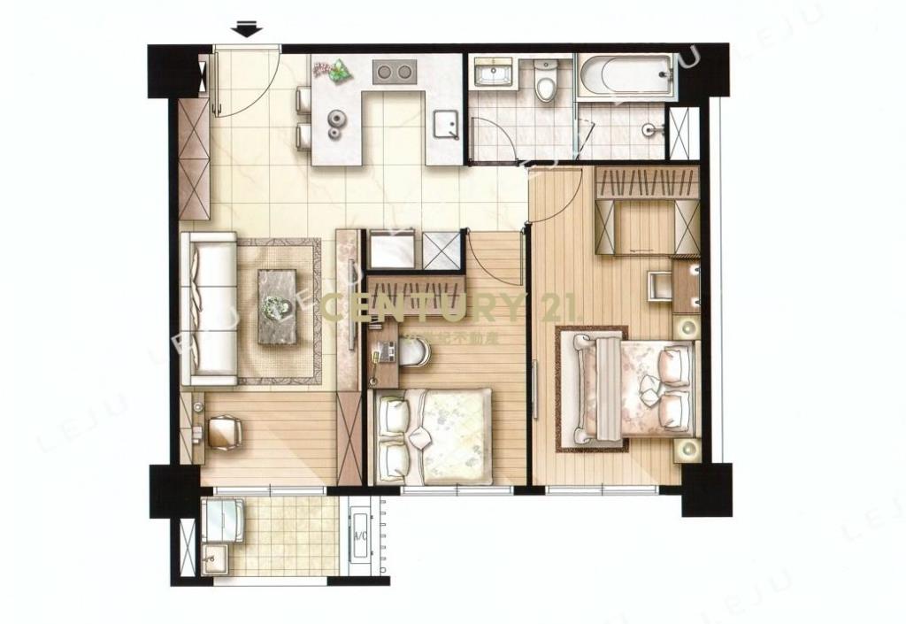 八德G01捷運第一排邊間美裝大空間2房車