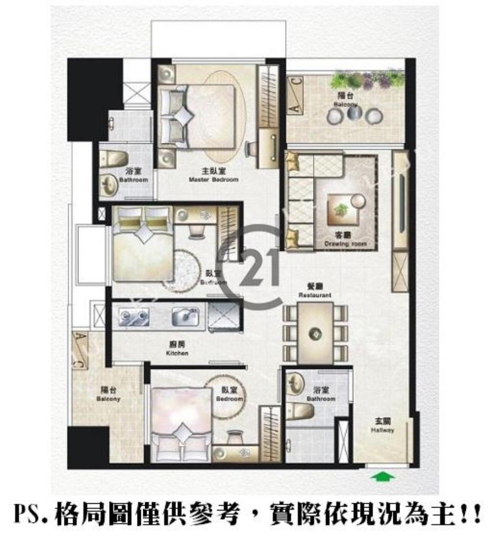 大都會景觀三房車-D48