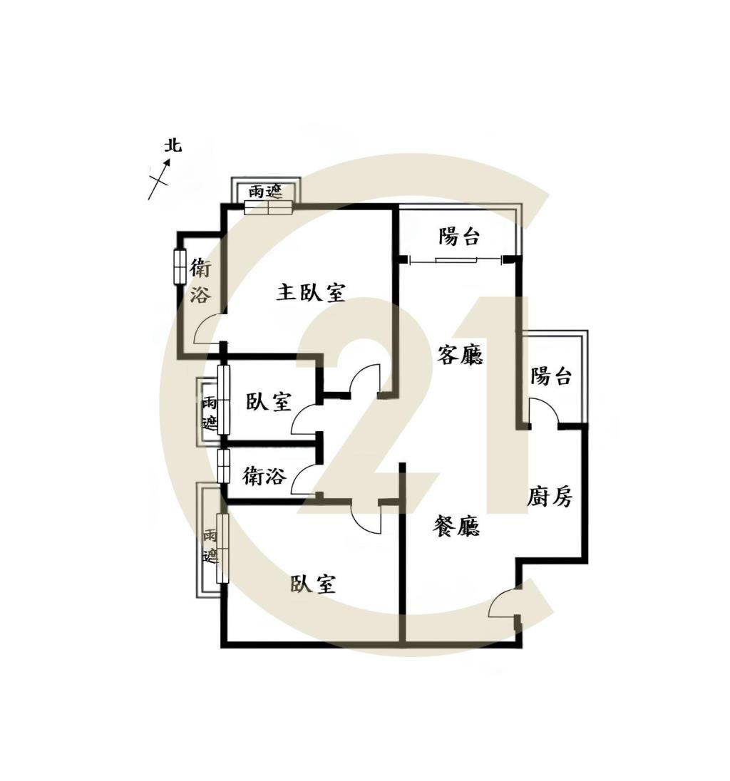 立彩璞境典雅三房平車視野戶