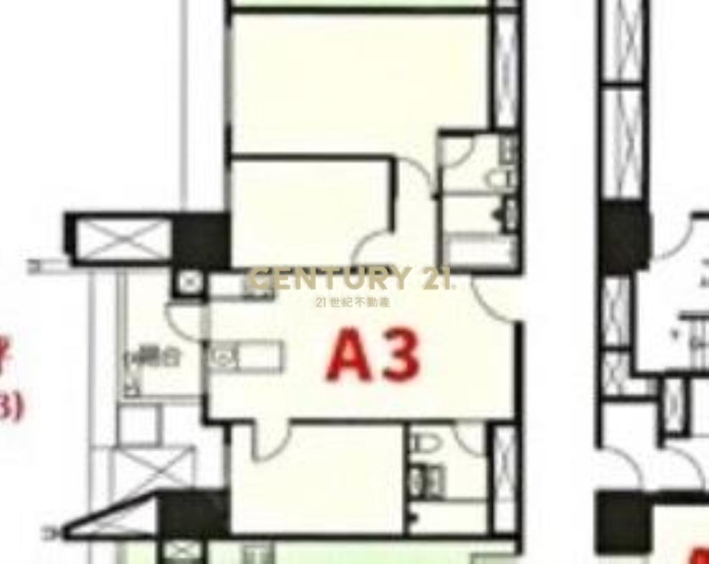 市政1號院三房平車高樓層戶